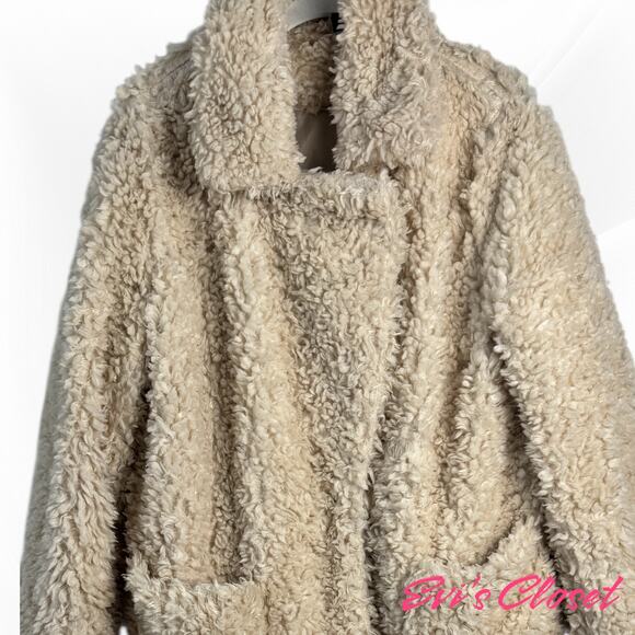 H&M Women's Jacket Sz L Faux FurTeddy Bear Off White Snap Button. - Picture 7 of 10